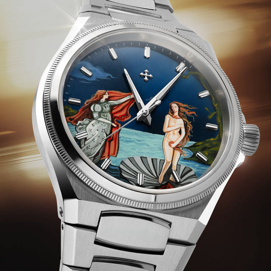 Venezianico Arsenale Venus – Hand-painted custom Arsenale 40 featuring Botticelli's Birth of Venus artwork, a bespoke timepiece by IFL Watches