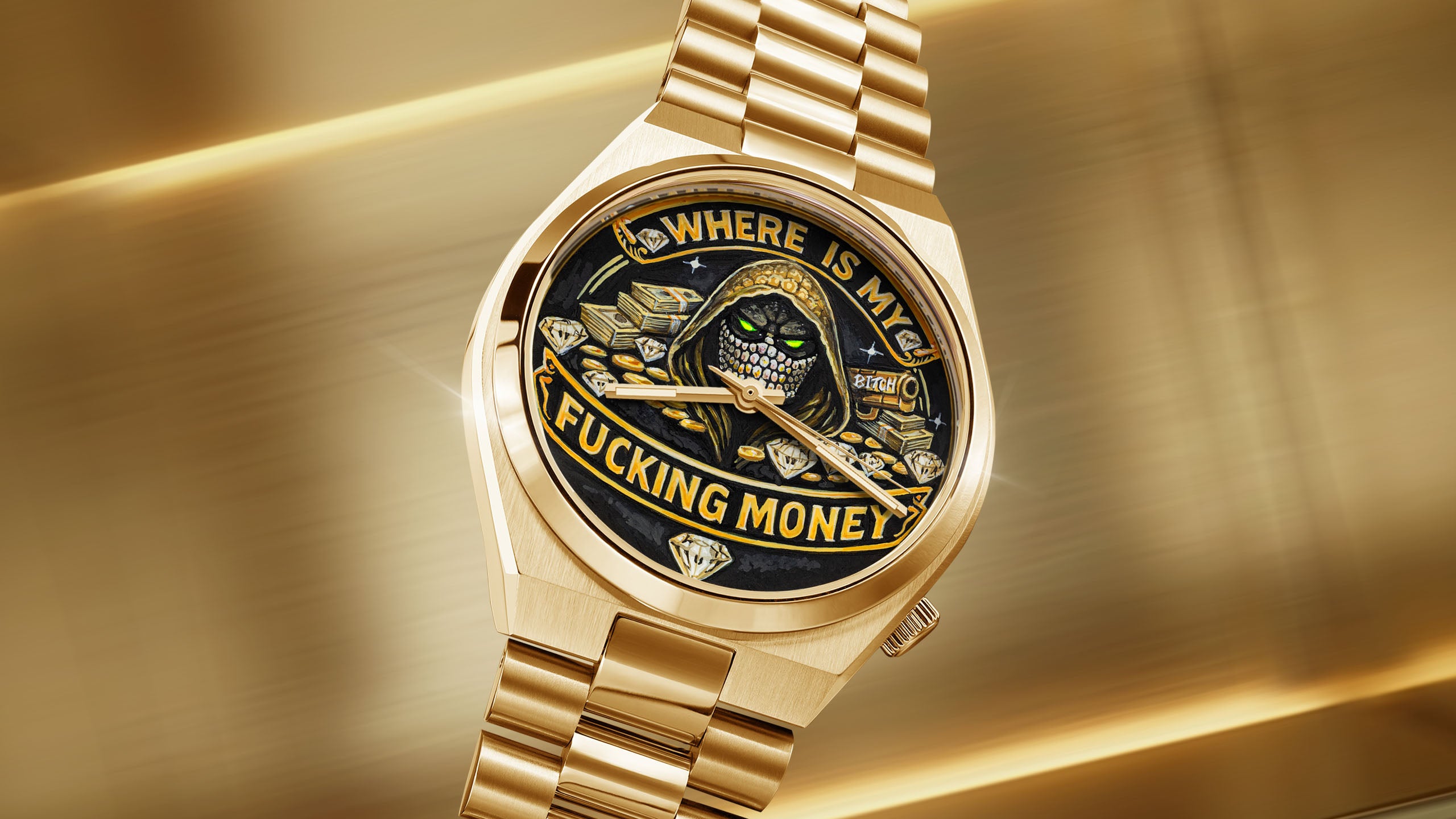 Where Is My Money – Hand-painted custom Citizen Tsuyosa Automatic bespoke timepiece