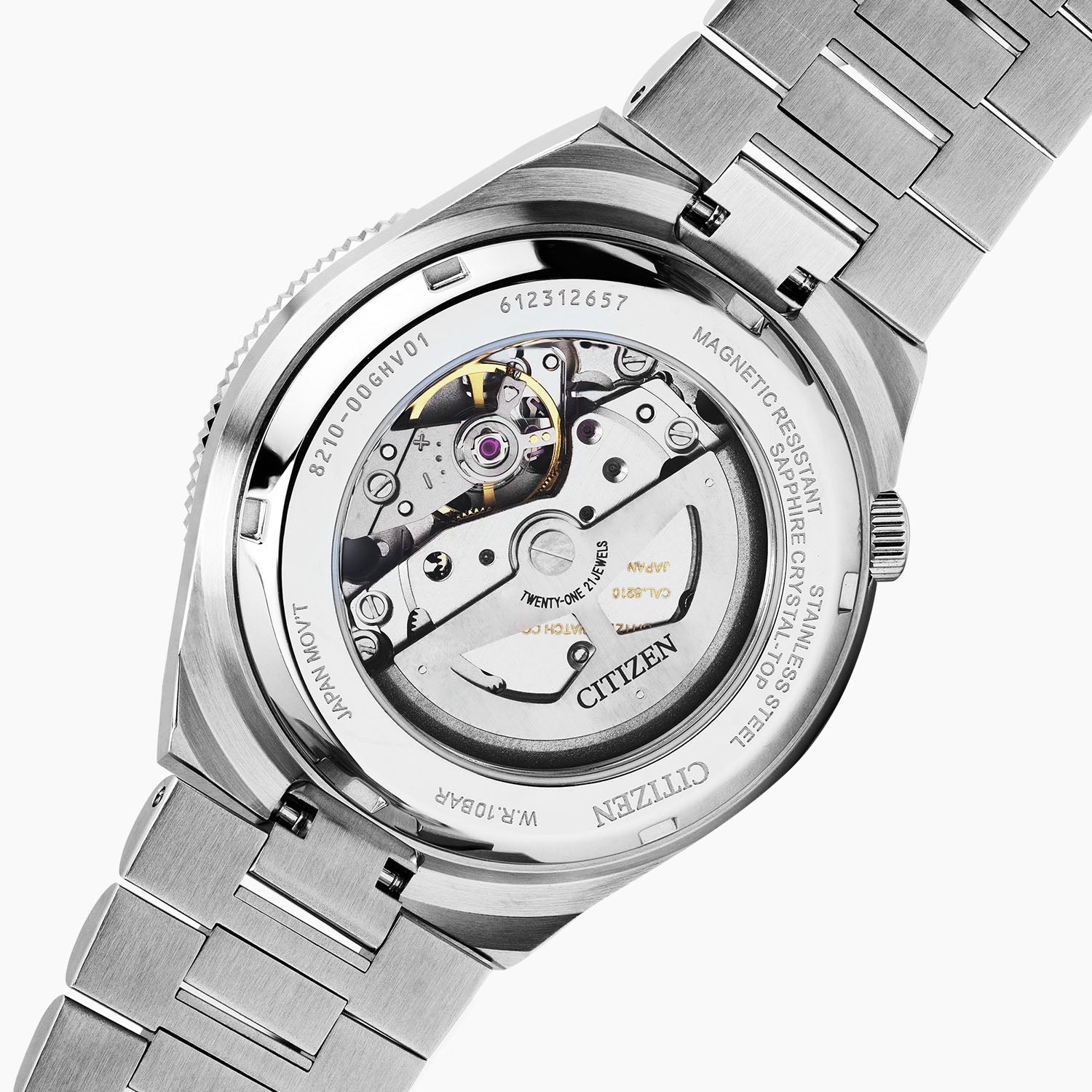 Citizen Tsuyosa Shore Mako — sapphire exhibition caseback revealing the automatic Citizen Caliber 8210 movement, limited edition timepiece by IFL Watches.
