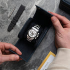 Navy Leather Watch Roll – One Watch