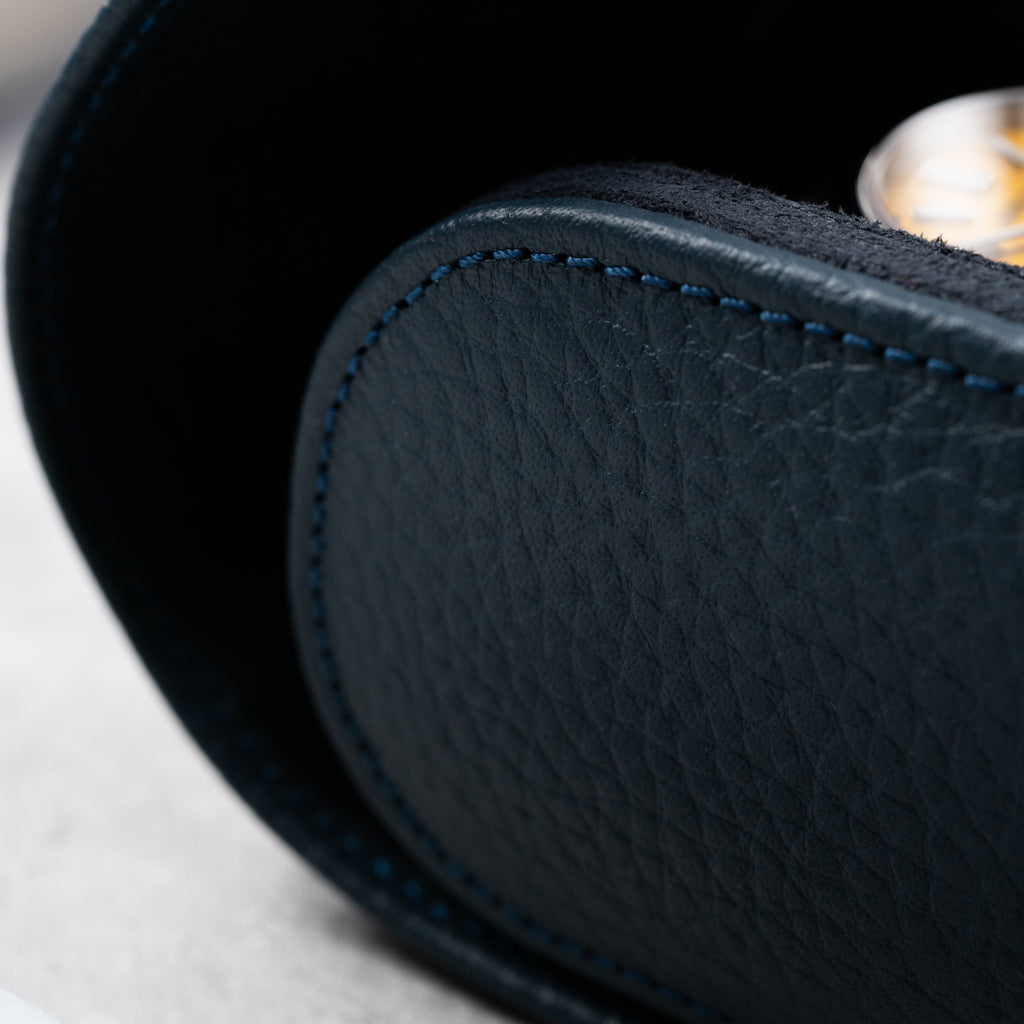 Navy Leather Watch Roll – Two Watches