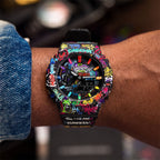 Casio G-Shock Vandalism — Hand-painted graffiti dial seen on the wrist, a limited edition timepiece by IFL Watches