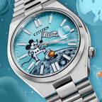 Free Willie Concept – Exclusive hand-painted Steamboat Willie artwork customized on Citizen Tsuyosa Automatic. 