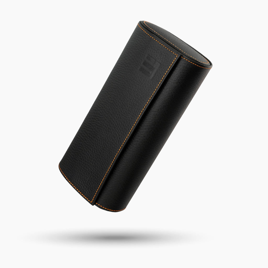 Noir Leather Watch Roll – Three Watches