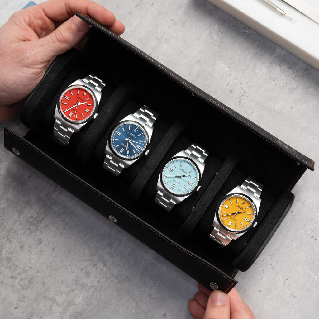 Noir Leather Watch Roll – Four Watches