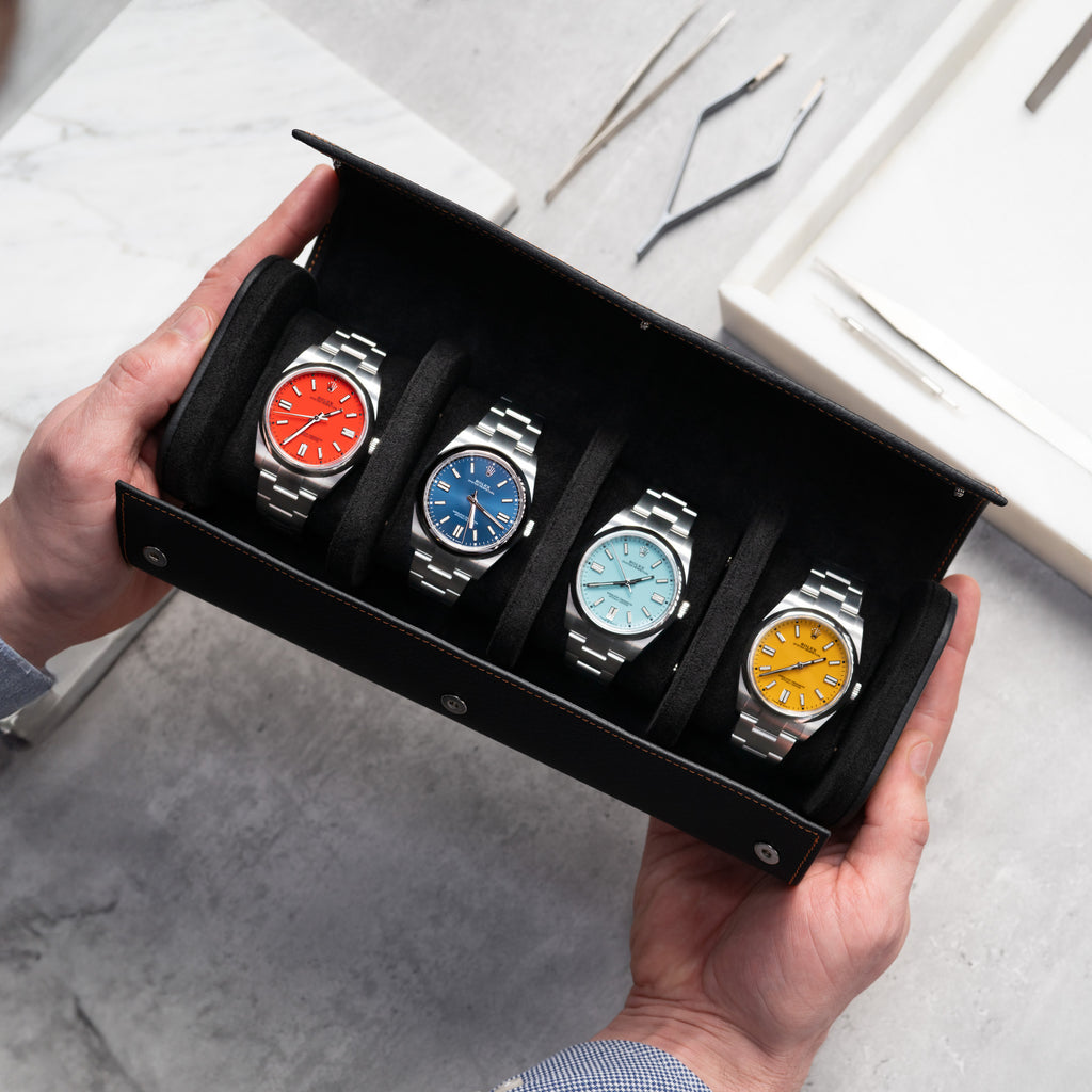 Noir Leather Watch Roll – Four Watches