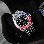 Noir Leather Watch Roll – Two Watches