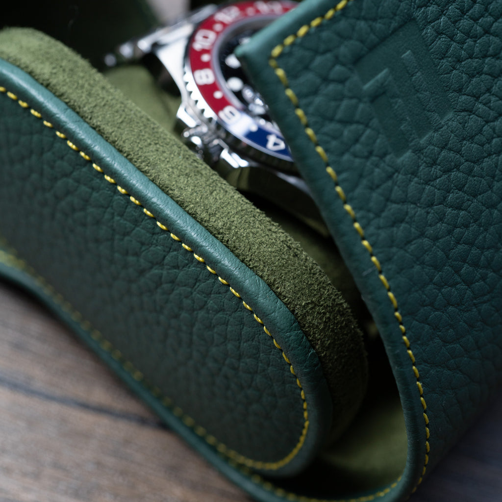 Olive Leather Watch Roll – One Watch