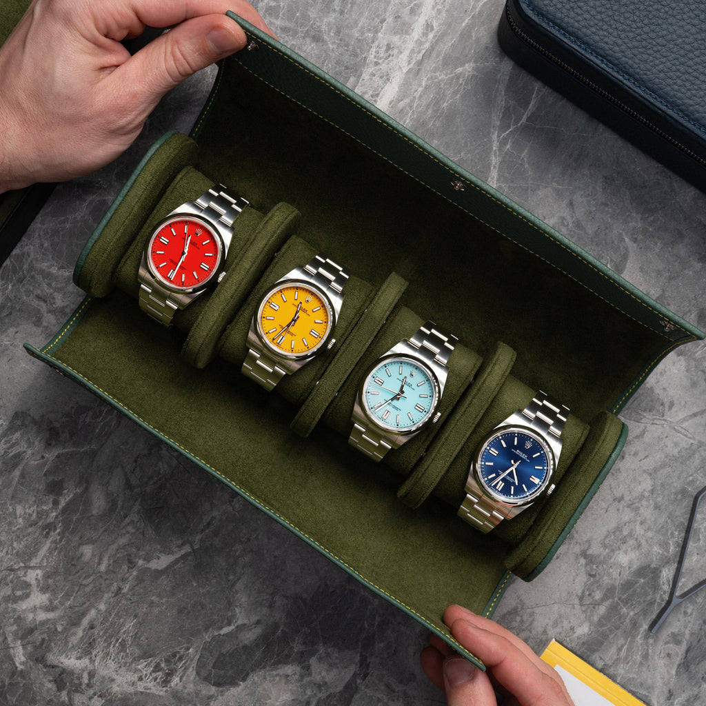 Olive Leather Watch Roll – Four Watches
