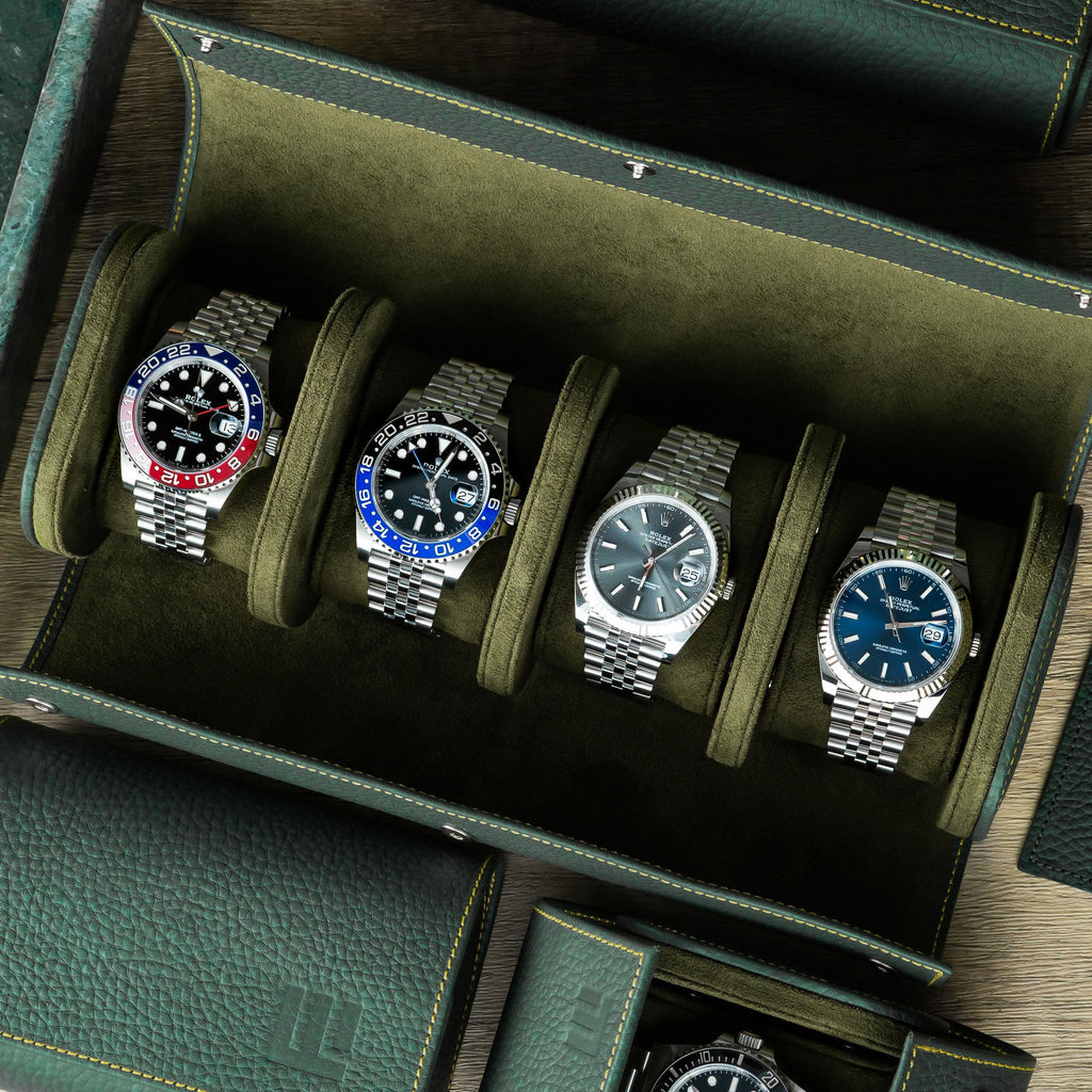 Olive Leather Watch Roll – Four Watches