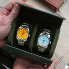 Olive Leather Watch Roll – Two Watches