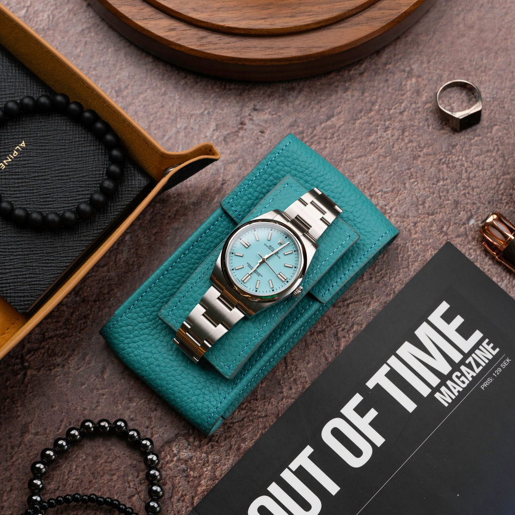 Teal Leather Watch Pouch