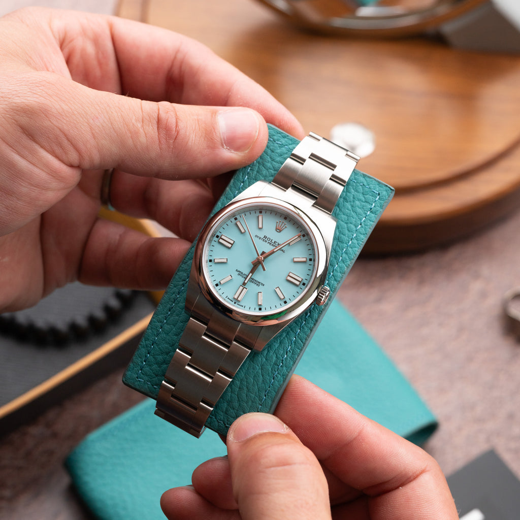 Teal Leather Watch Pouch