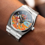A Dive in Dime Concept – Hand-painted custom Tissot PRX Powermatic featuring treasure vault diving artwork, a bespoke timepiece by IFL Watches