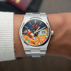 A Dive in Dime Concept – Hand-painted custom Tissot PRX featuring treasure vault diving artwork, a bespoke timepiece by IFL Watches