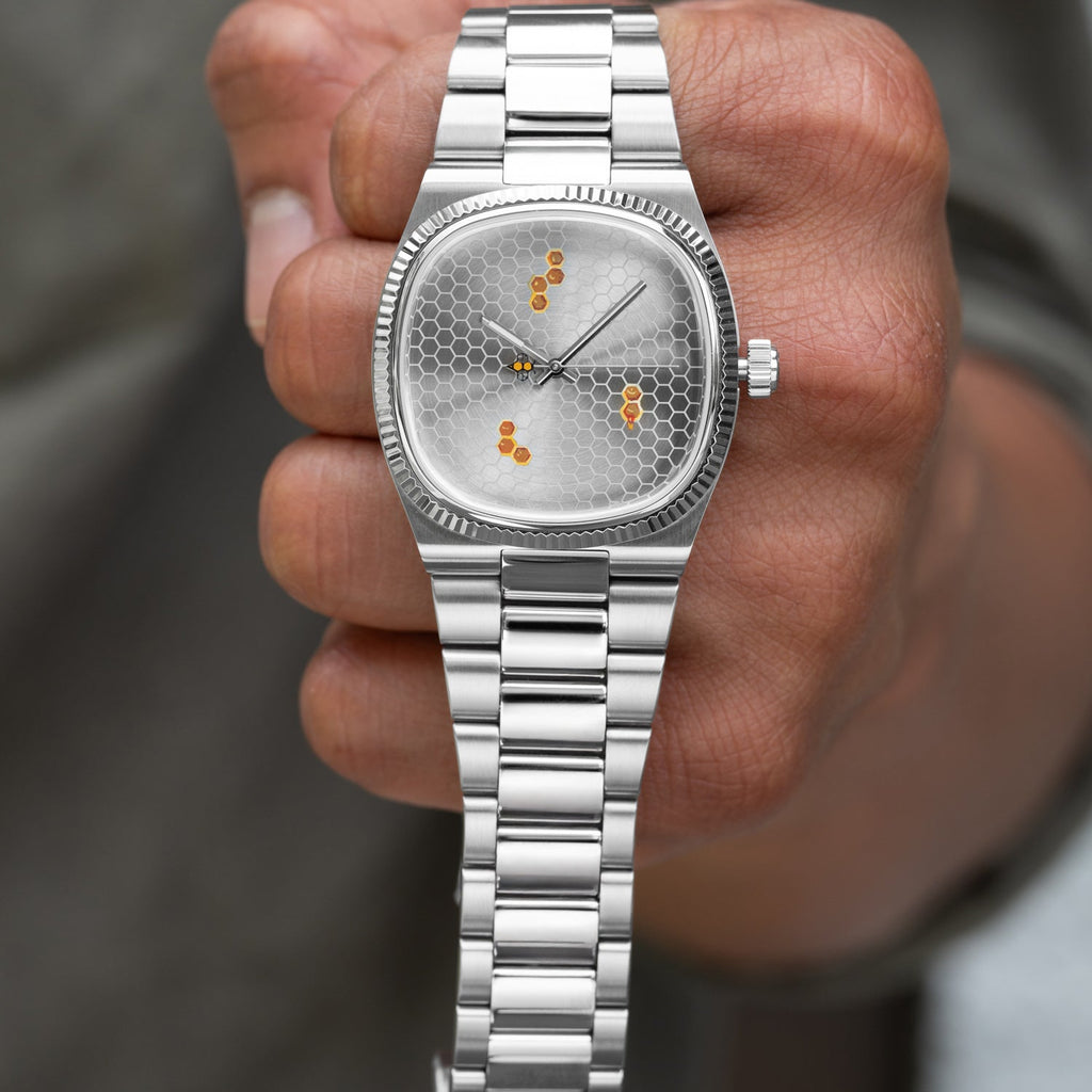 Bulova Super Seville Honeycomb – Hand-painted custom Bulova featuring honeycomb texture and bee seconds hand, a limited edition timepiece by IFL Watches