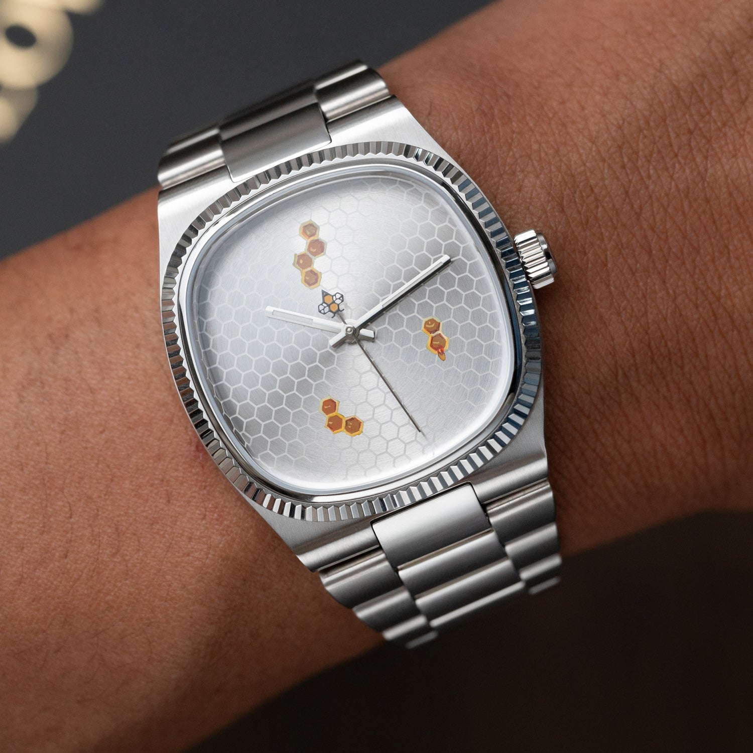 Bulova Super Seville Honeycomb – Hand-painted custom Bulova featuring honeycomb texture and bee seconds hand, a limited edition timepiece by IFL Watches