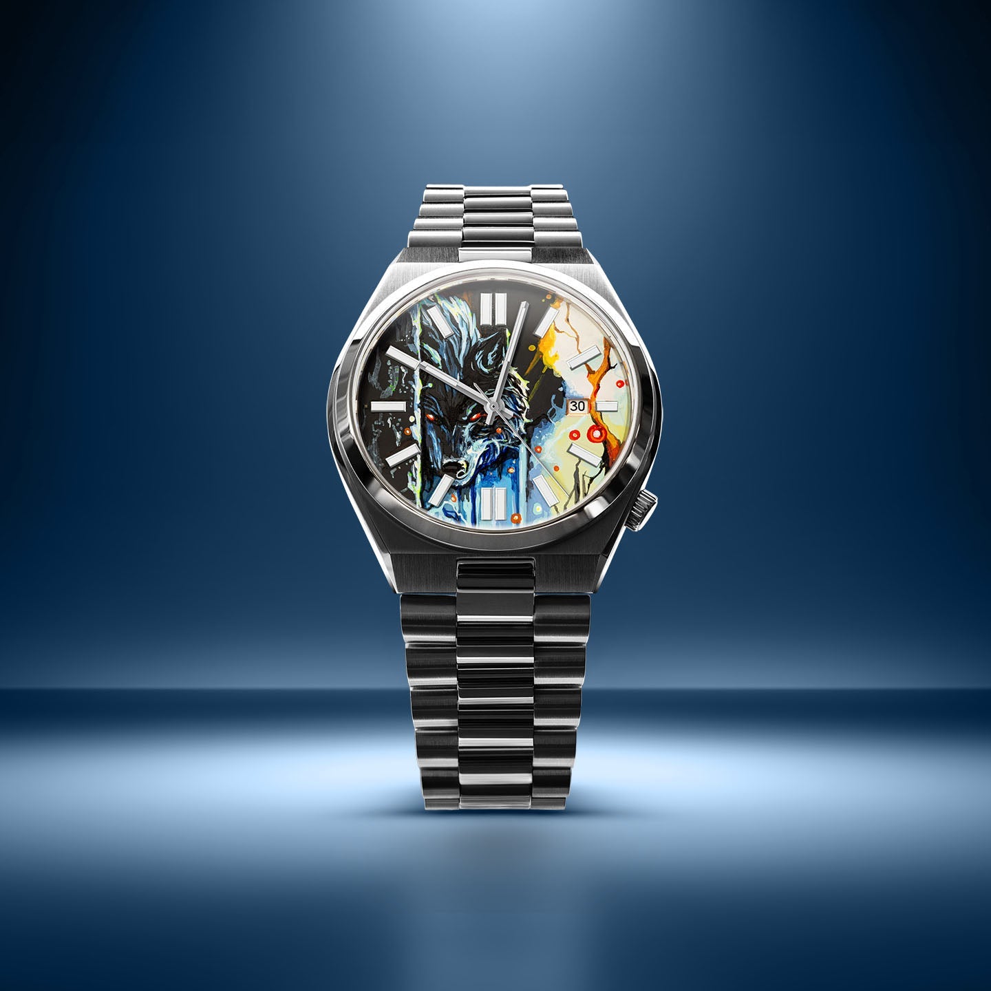 Citizen Tsuyosa 40 Le Loup – Hand-painted custom Citizen Tsuyosa 40mm with wolf artwork, a bespoke timepiece by IFL Watches