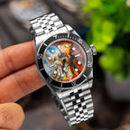 Divine Conflict Concept — Hand-painted custom Tudor Black Bay featuring angel and demon artwork, a bespoke timepiece by IFL Watches