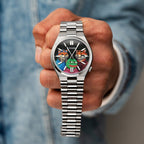 HODL Squad Citizen – Hand-painted custom Tsuyosa watch featuring Doge, Shiba Inu and PEPE meme coins artwork, bespoke timepiece by IFL Watches