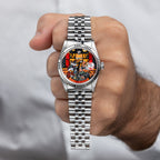 Late Night at the Bellagio Concept – Hand-painted custom Rolex Datejust 16234 featuring vibrant casino gaming artwork, a bespoke timepiece by IFL Watches