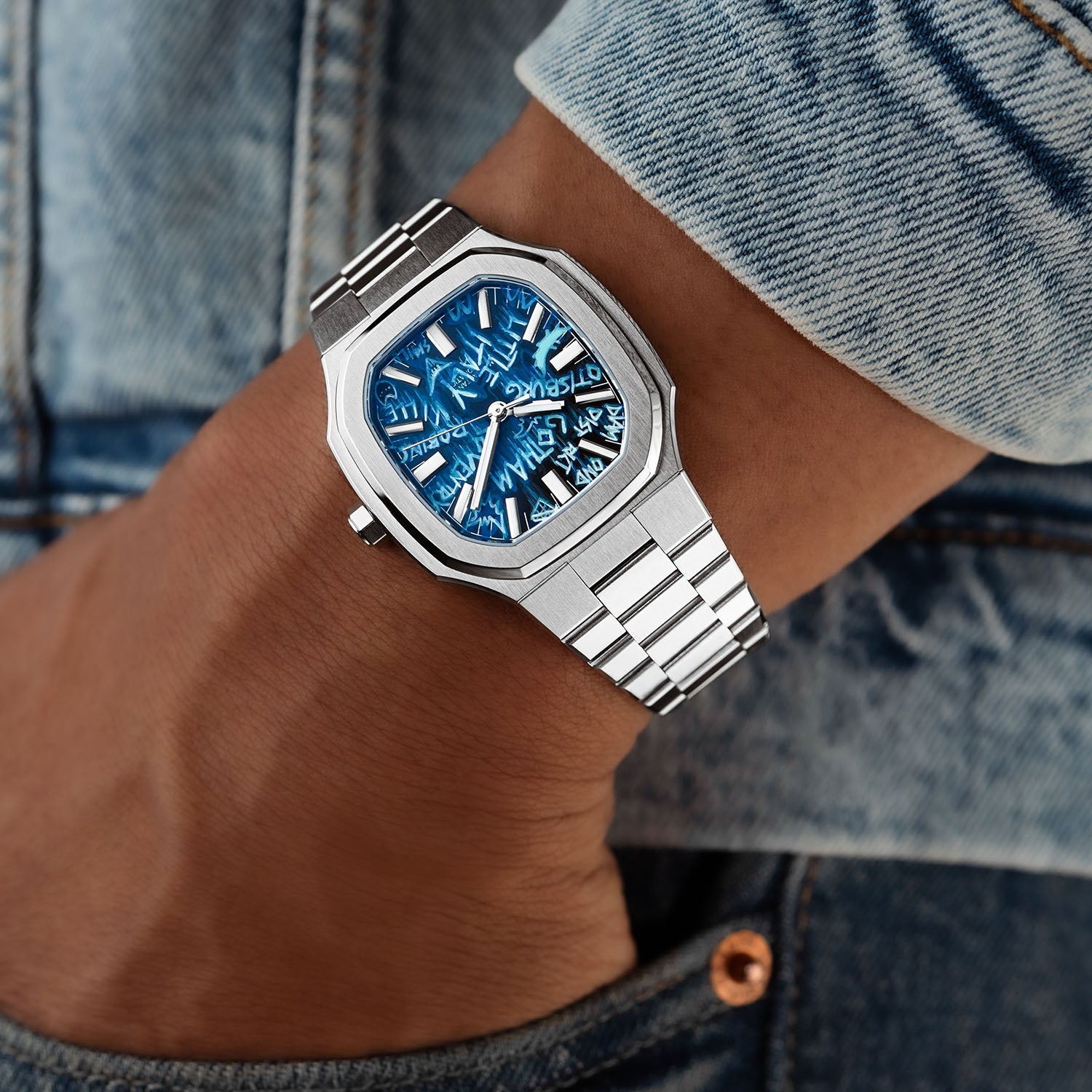 MAEN x IFL Manhattan After Dark limited edition watch featuring hand-painted Gotham-inspired noir dial with vigilante aesthetic on Manhattan 37 platform