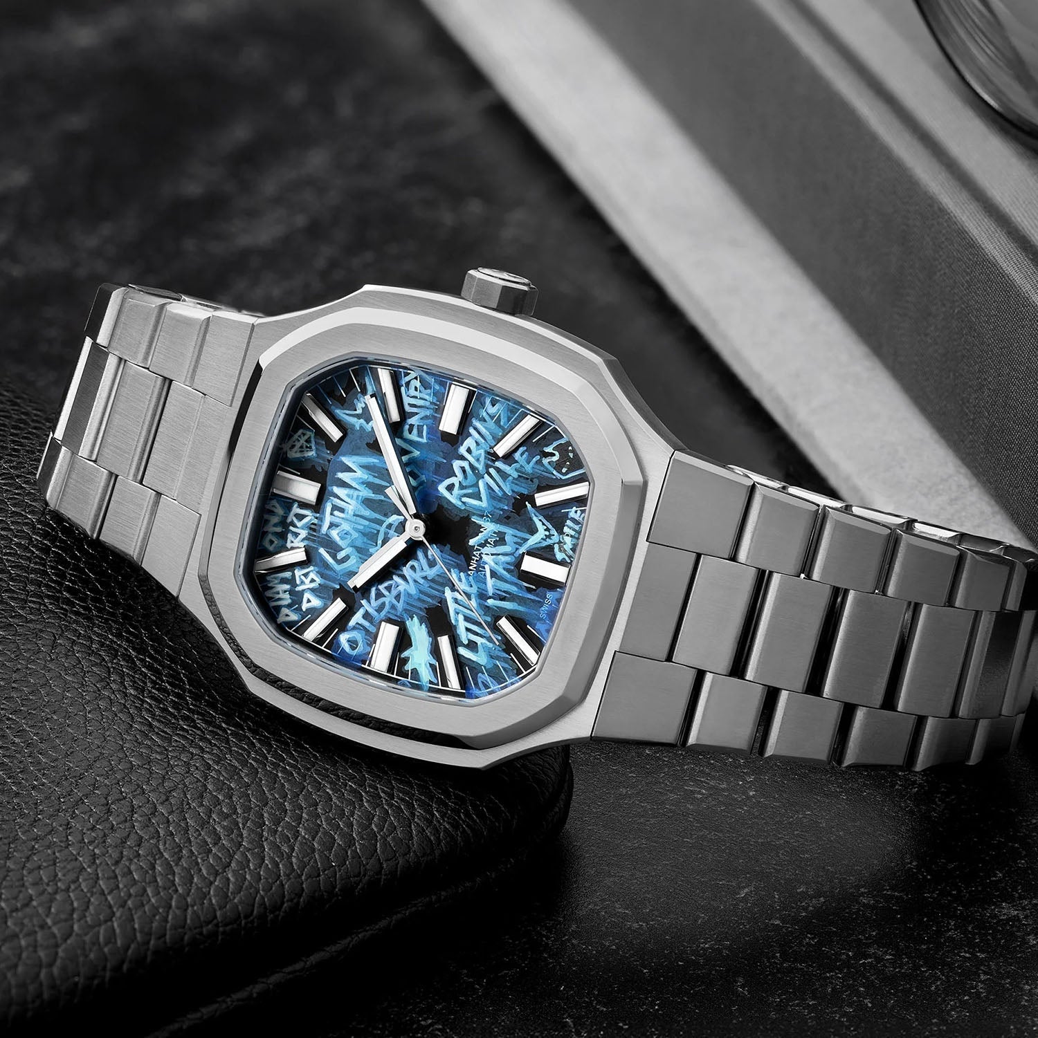 MAEN x IFL Manhattan After Dark limited edition watch featuring hand-painted Gotham-inspired noir dial with vigilante aesthetic on Manhattan 37 platform