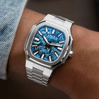 MAEN x IFL Manhattan After Dark limited edition watch featuring hand-painted Gotham-inspired noir dial with vigilante aesthetic on Manhattan 37 platform