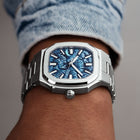 MAEN x IFL Manhattan After Dark limited edition watch featuring hand-painted Gotham-inspired noir dial with vigilante aesthetic on Manhattan 37 platform