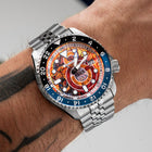 Seiko 5 Sports GMT Aslanlar Sahada – Hand-painted custom Seiko 5 Sports GMT featuring Turkish football heritage in yellow and red, a bespoke timepiece by IFL Watches