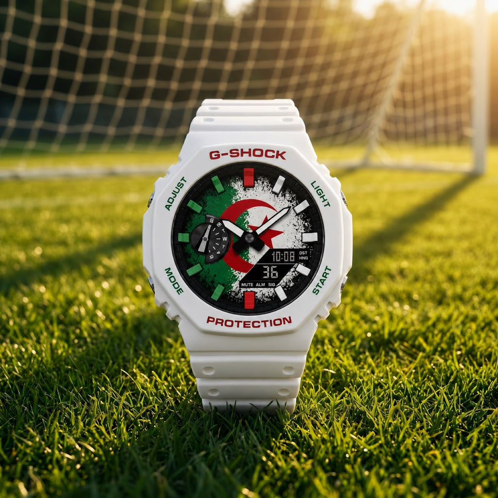 Casio G-Shock Algeria flag watch worn on the wrist, by IFL Watches