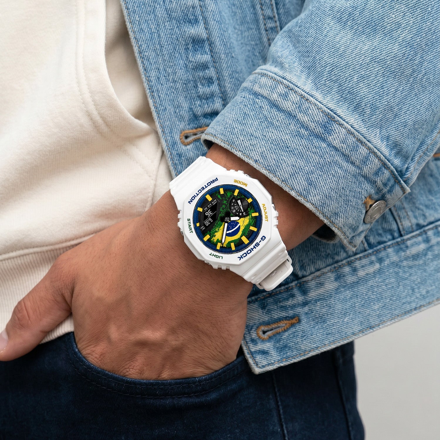 Casio G-Shock Brazil flag dial watch, customized by IFL Watches
