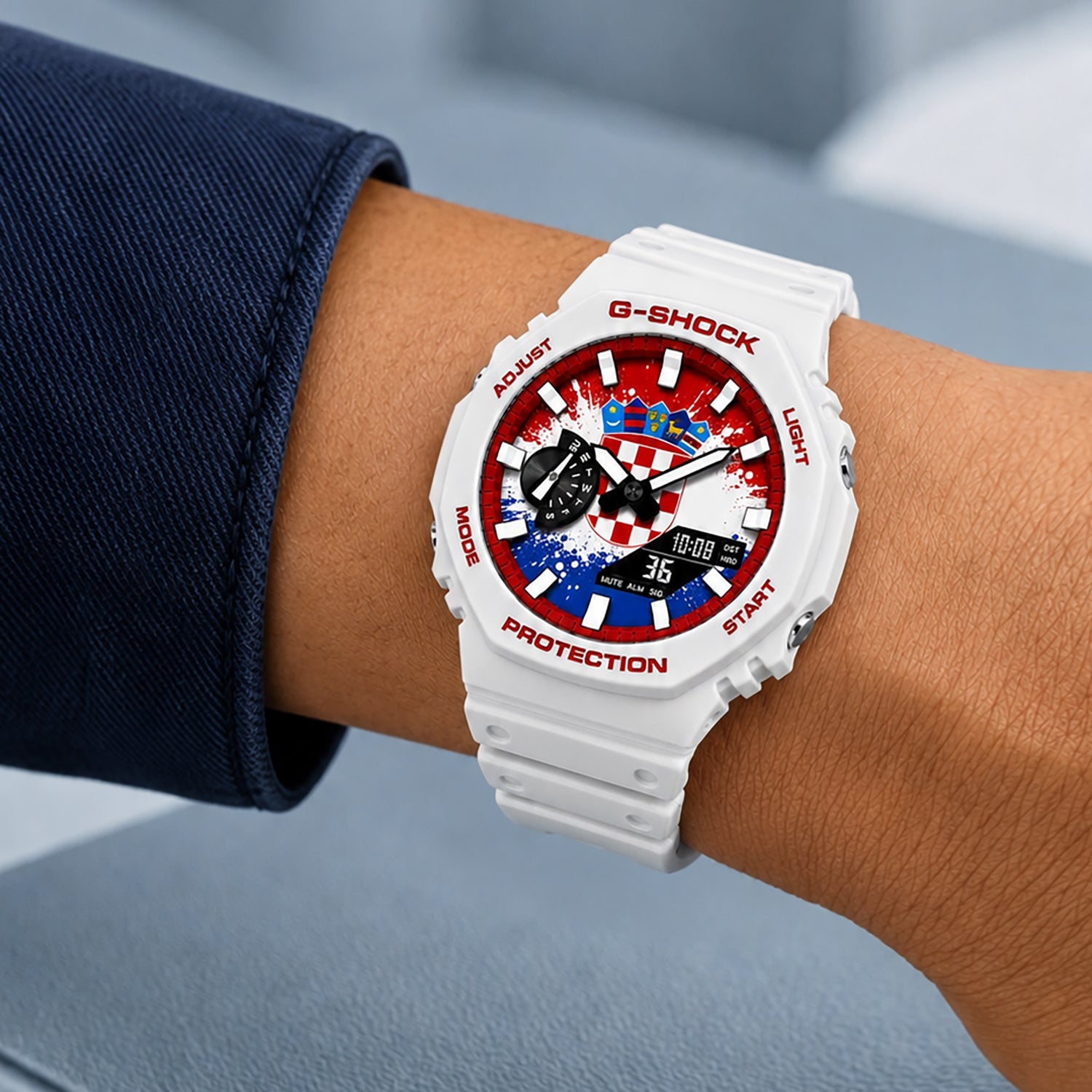 Custom Croatia flag Casio G-Shock on the wrist, by IFL Watches
