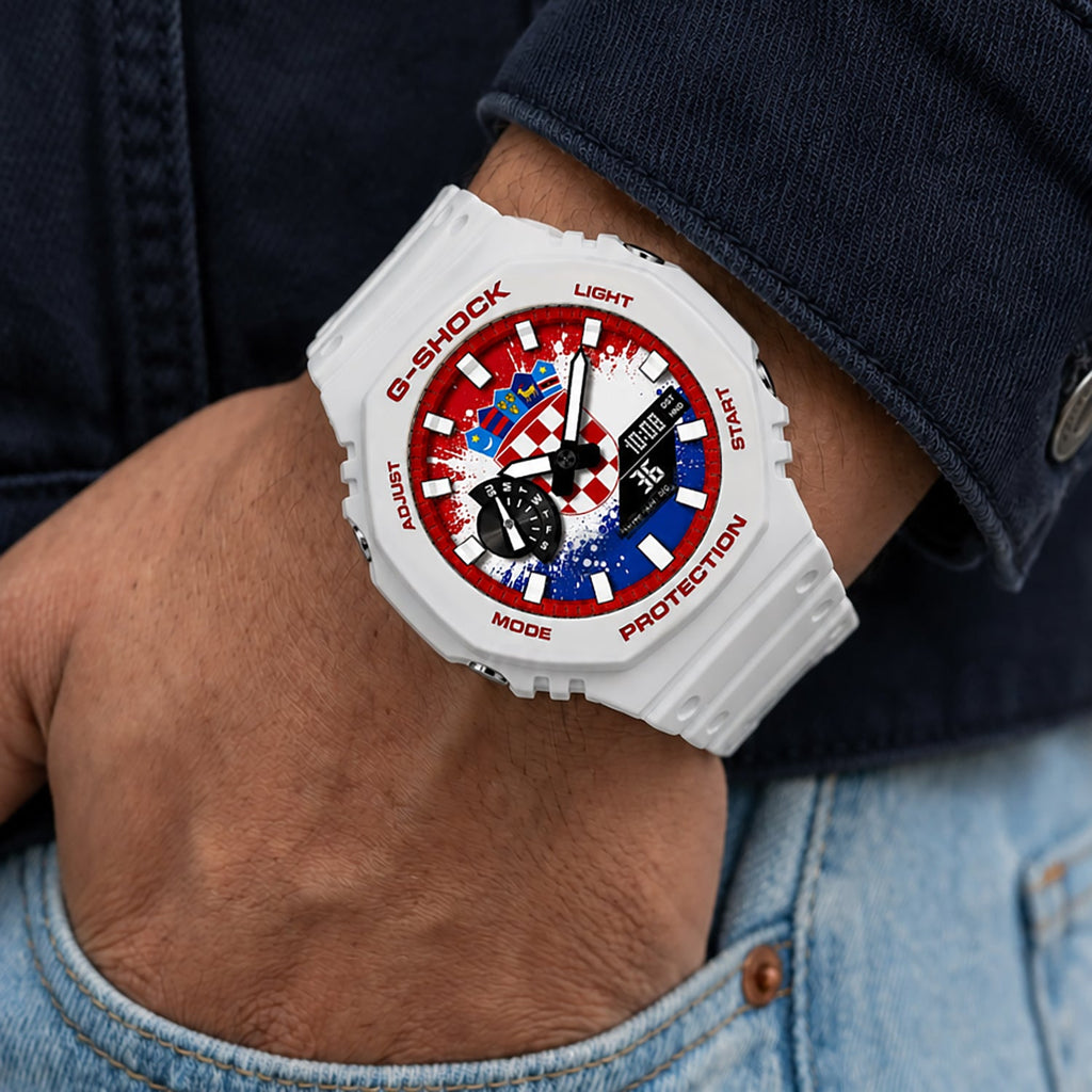 Casio G-Shock Croatia flag dial watch, customized by IFL Watches