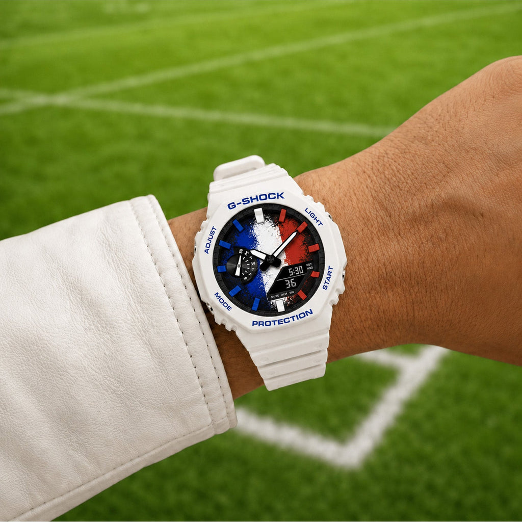 Custom France flag Casio G-Shock on the wrist, by IFL Watches