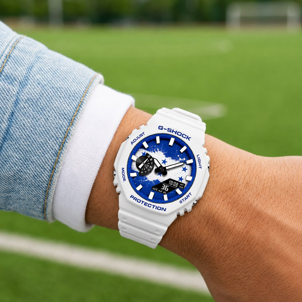 Casio G-Shock Honduras flag watch worn on the wrist, by IFL Watches