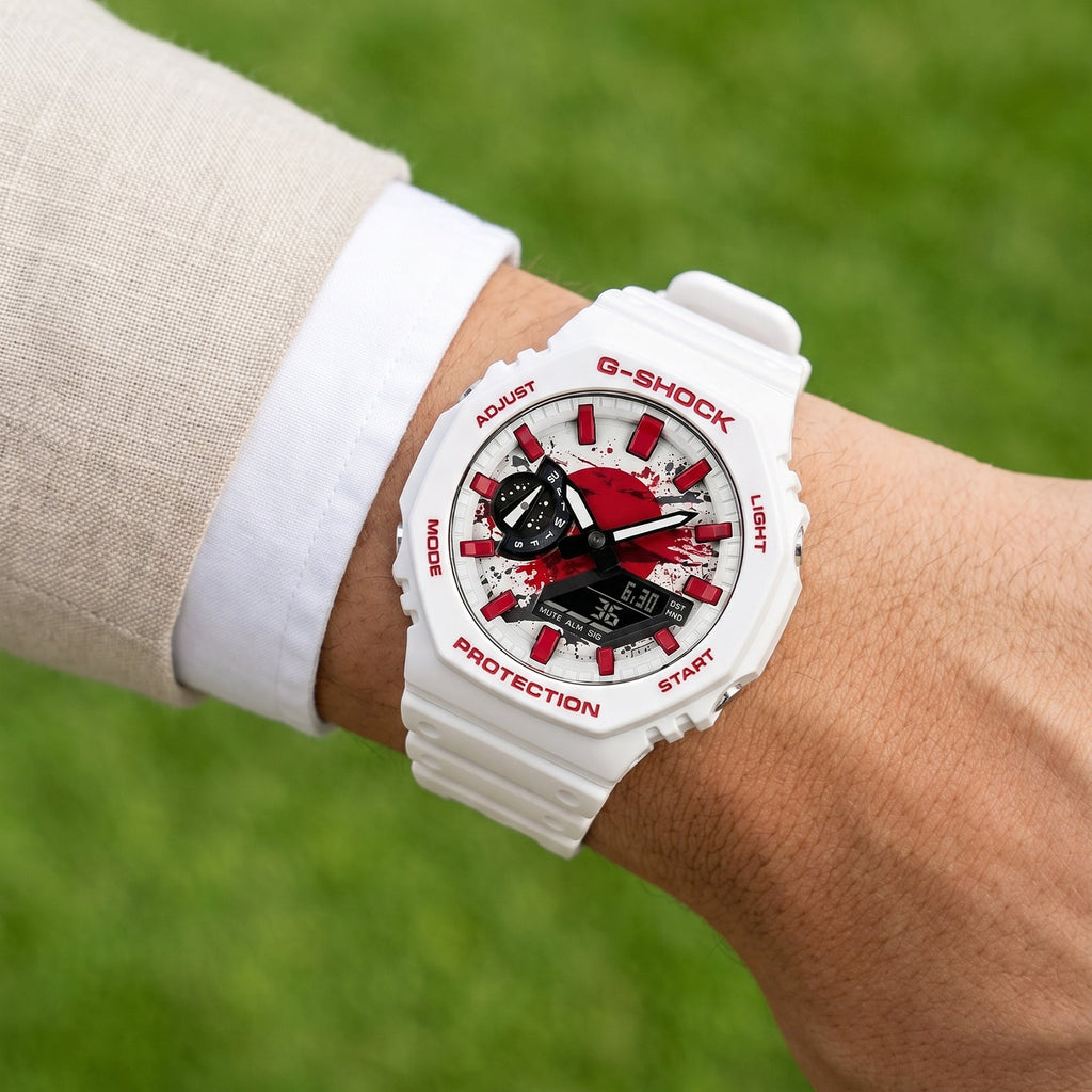 Custom Japan flag Casio G-Shock on the wrist, by IFL Watches
