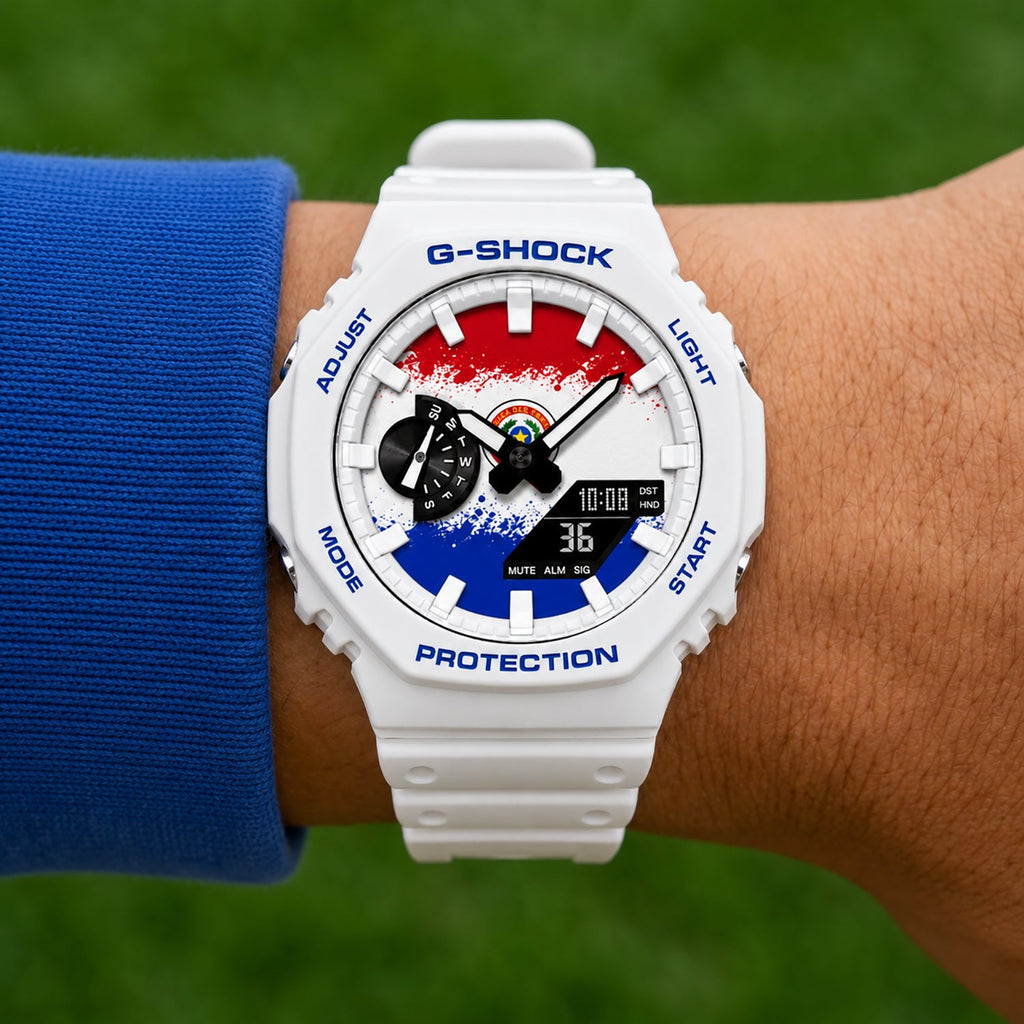 Casio G-Shock Paraguay flag dial watch, customized by IFL Watches
