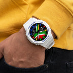 Casio G-Shock South Africa flag watch worn on the wrist, by IFL Watches