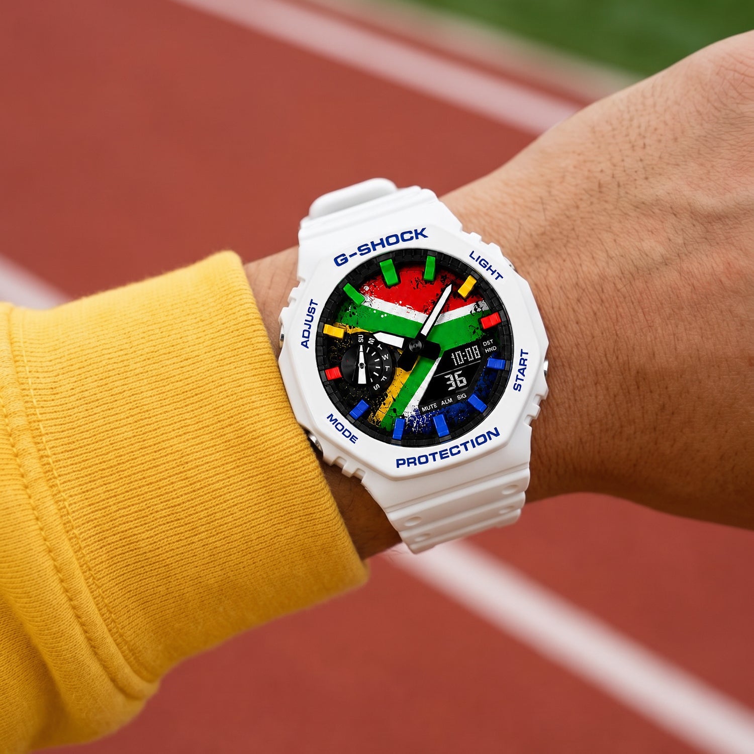 Casio G-Shock South Africa flag dial watch, customized by IFL Watches