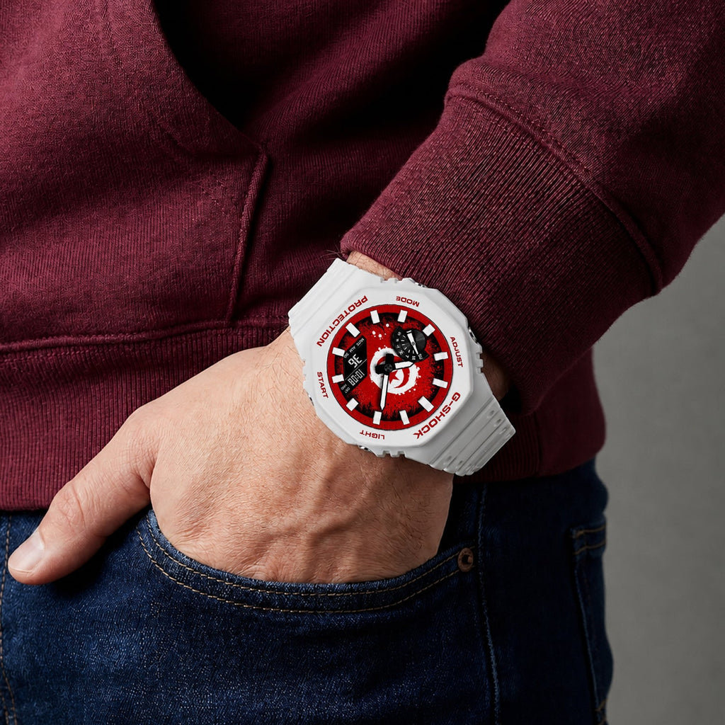 Casio G-Shock Tunisia flag dial watch, customized by IFL Watches