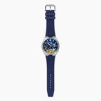 Citizen Tsuyosa Strap – Blue FKM strap fitted to the hand-painted Time Is Money Concept by IFL Watches