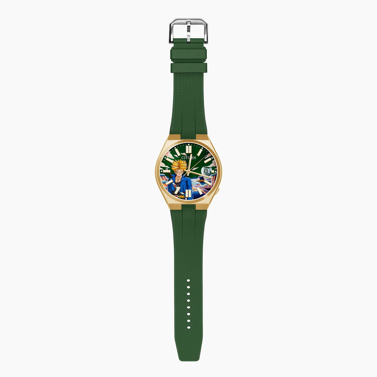 Citizen Tsuyosa Strap – Green FKM strap fitted to the hand-painted Future Fury Concept by IFL Watches