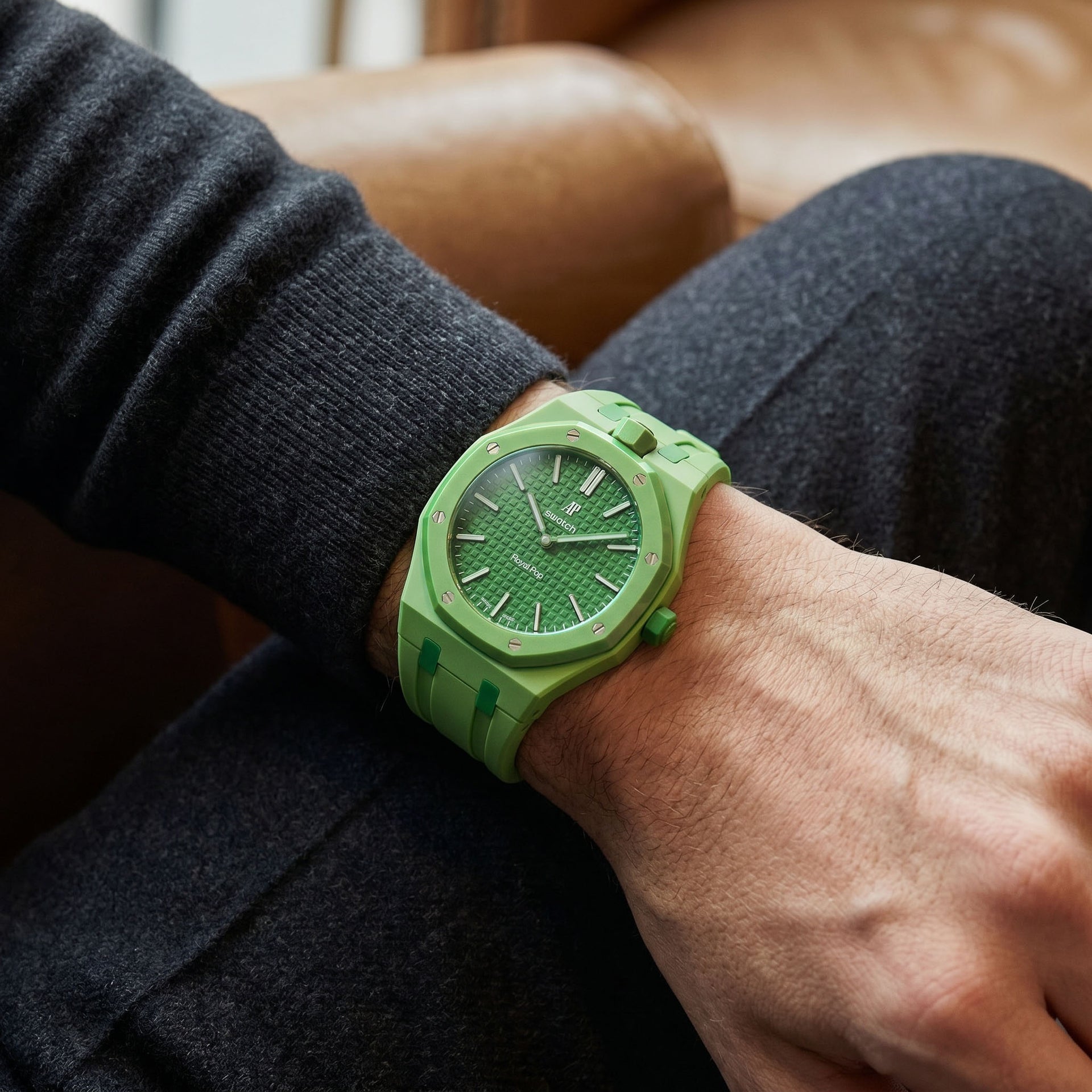 Swatch x Audemars Piguet  Pop グリーン Green Eight Swatch x AP Royal Pop Rubber Case-Strap – IFL Watches