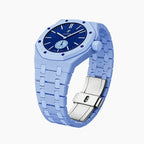 Lan Ba Swatch × AP Royal Pop Ceramic Case-Strap — the Royal Pop Lan Ba seated in our ceramic kit, three-quarter view, by IFL Watches