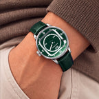 Mandetbrote Orbital II Green — Worn on wrist with a hand in pocket, seen from a relaxed angle, available at IFL Watches.