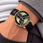 Mandetbrote Wandering Hour Gold — Worn on wrist with a hand in pocket, seen from a relaxed angle, available at IFL Watches.