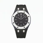 Ocho Negro Swatch × AP Royal Pop Rubber Case-Strap — stealth black kit with the Royal Pop head seated in the case, by IFL Watches
