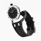 Ocho Negro Swatch × AP Royal Pop Rubber Case-Strap — case and strap shown separately above the Royal Pop, by IFL Watches