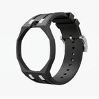 Ocho Negro Swatch × AP Royal Pop Rubber Case-Strap — bare stealth black rubber strap with empty case bracket, by IFL Watches